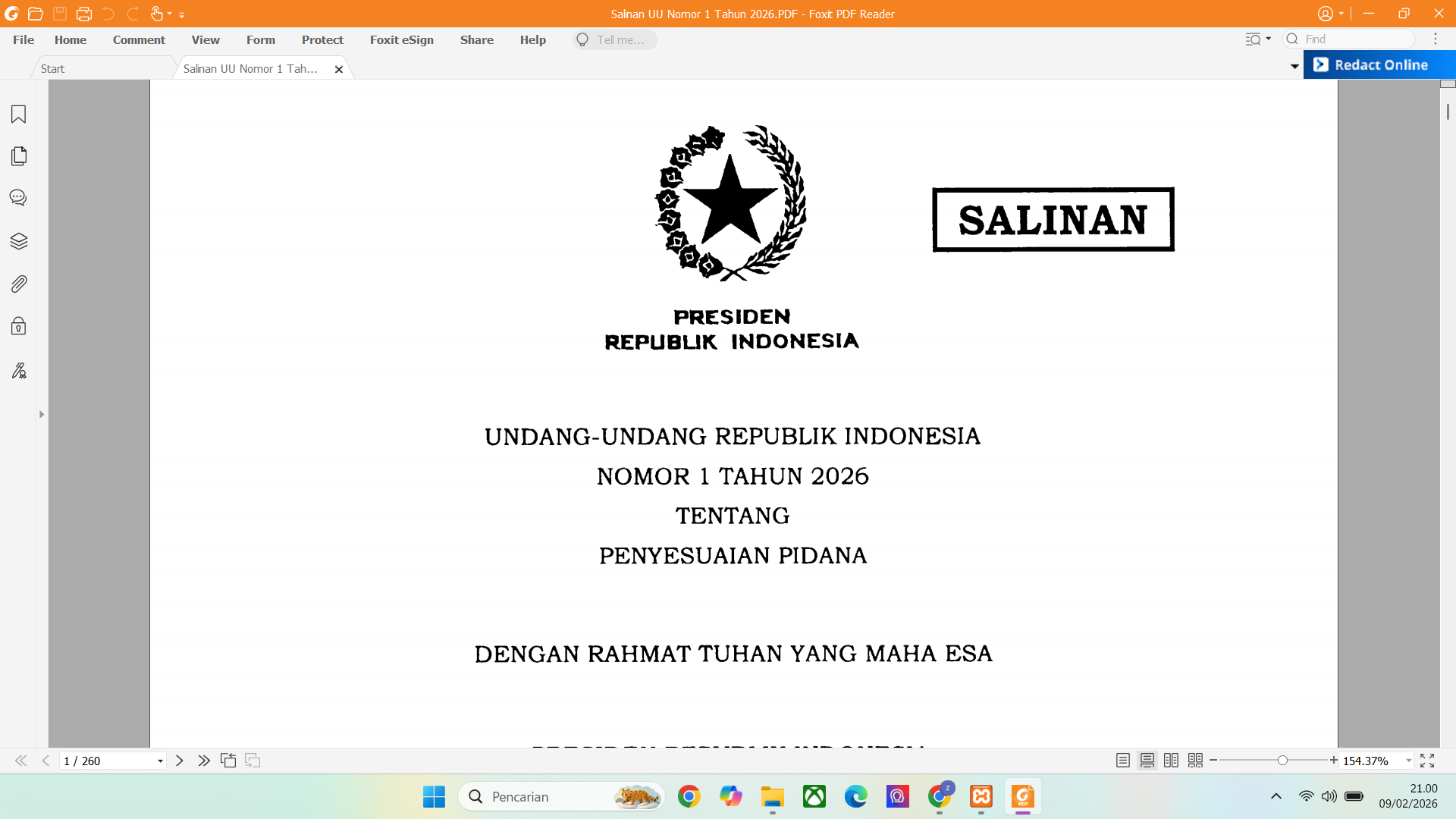 UU NO 1 TAHUN 2026