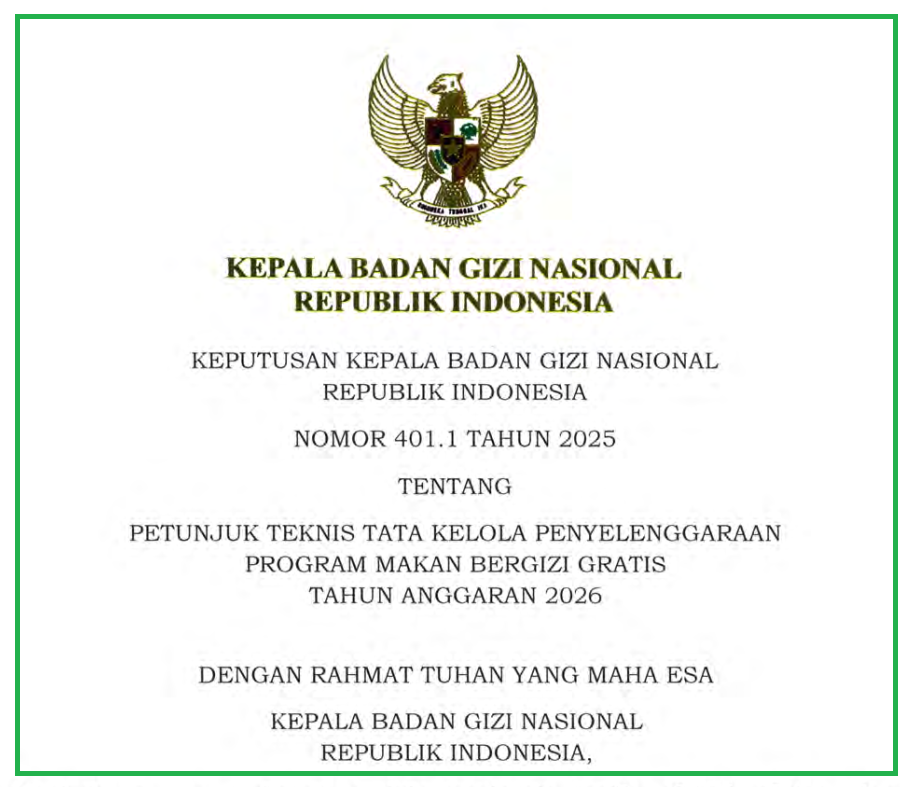 JUKNIS TATA KELOLA PENYELENGGARAAN MBG TAHUN ANGGARAN 2026 